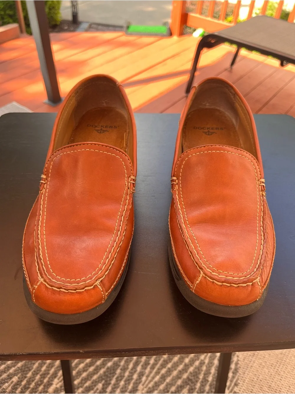 Dockers Men’s Leather Loafers – Size 12M – Cognac Brown – Excellent Condition